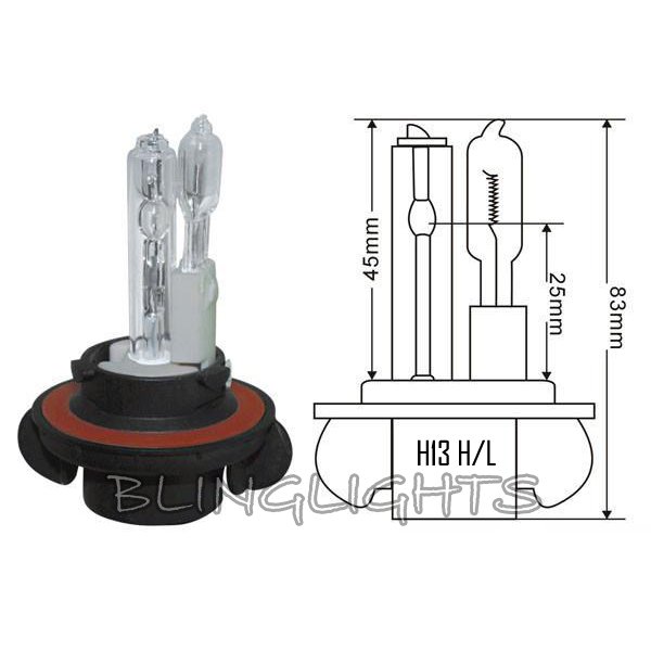 H13 9008 Size High Low Set Pair of 2 Replacement Xenon HID Conversion Kit Lamp Light Bulbs