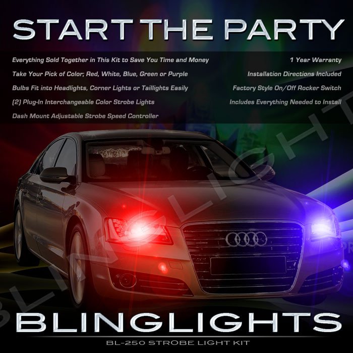 Audi A8 S8 Strobe Police Light Kit for Headlamps Headlights Head Lamps Strobes Lights