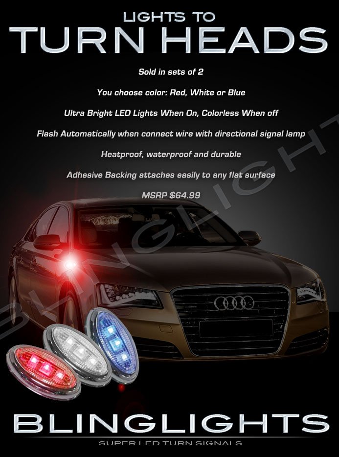 Audi A8 S8 LED Side Markers Turnsignals Lights Accent Turn Signals Lamps Marker Turn Signalers