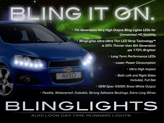 Daewoo Gentra LED DRL Light X Strips for Headlamps Headlights Head Lamps Day Time Running Lights