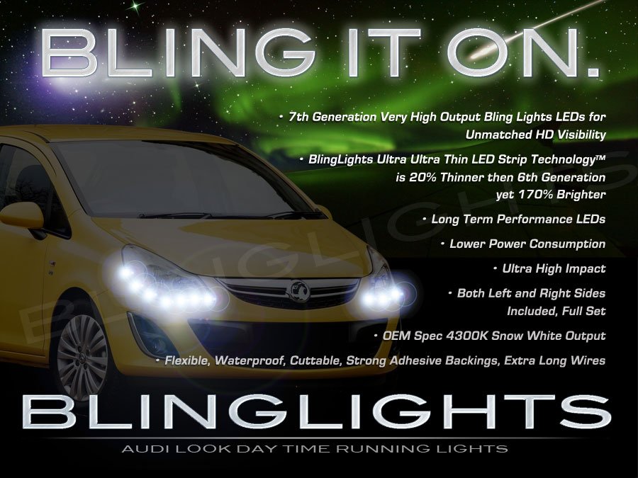 Opel Meriva LED DRL Light Strips for Headlamps Headlights Head Lamps Day Time Running Lights