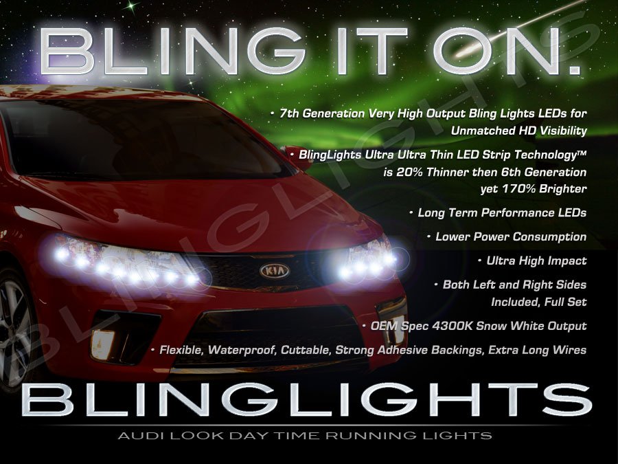 Kia Cerato LED DRL Strips for Headlamps Headlights Head Lamps Day Time Running Strip Lights