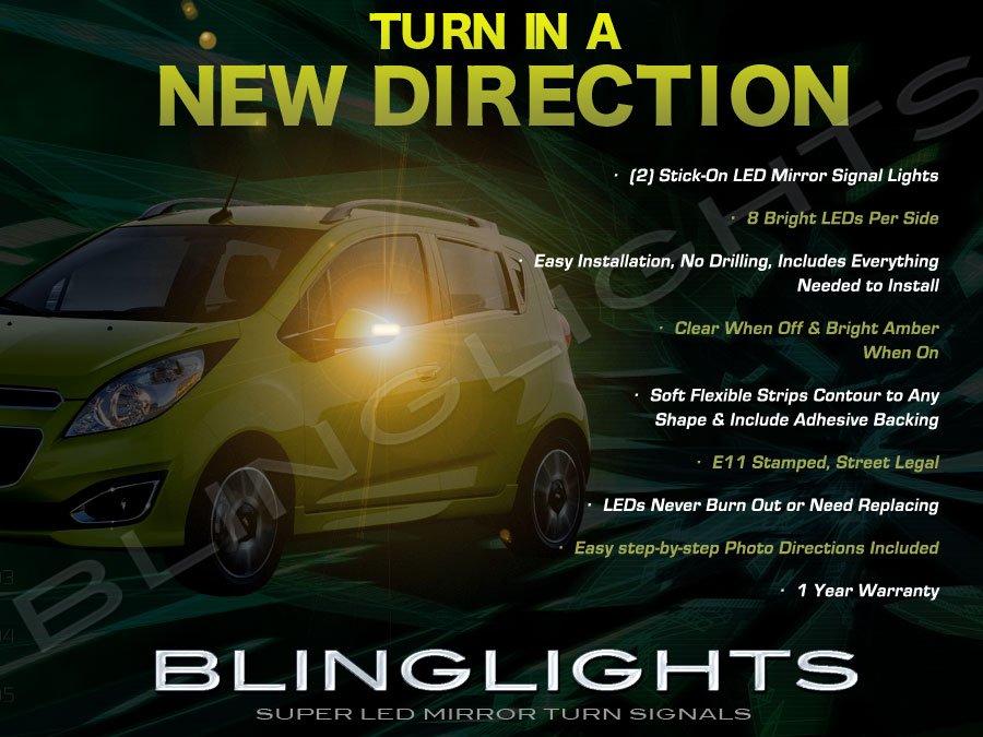 Chevrolet Chevy Spark LED Side Mirrors Turnsignals Lights Accents Turn Signals Lamps Signalers