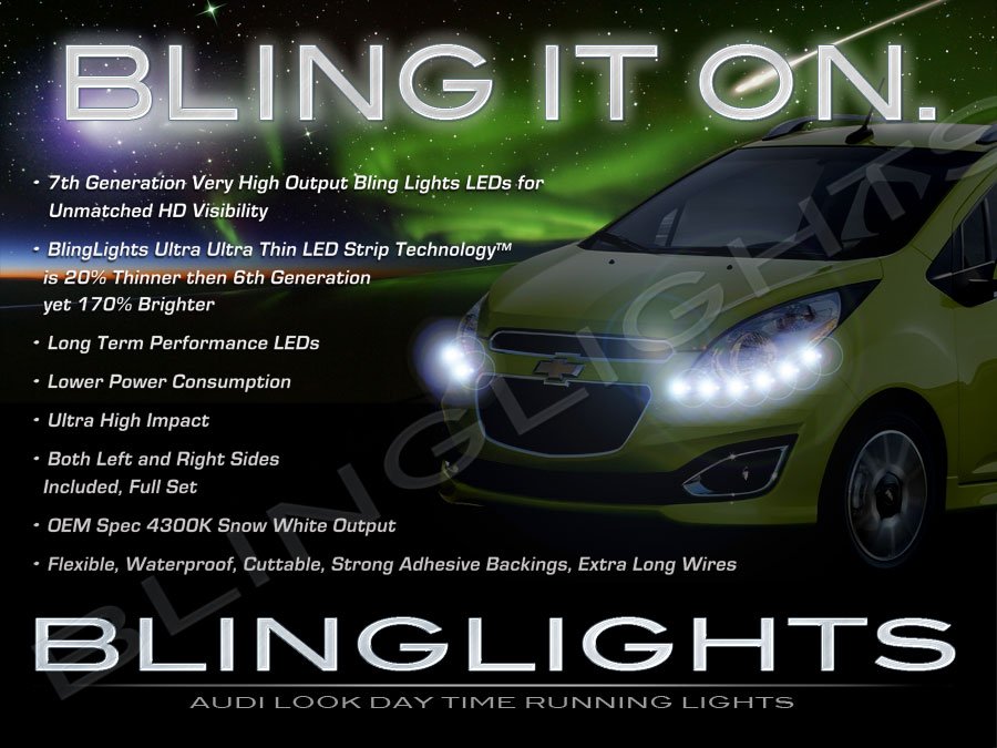 Chevrolet Chevy Spark LED DRL Light Strips for Headlamps Headlights Day Time Running Lamps Lights