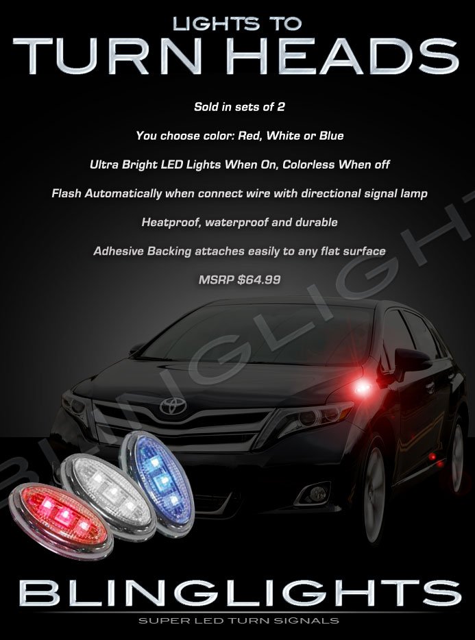 Toyota Venza LED Side Markers Turnsignals Accents Lamps Turnsignalers Lights Turn Signals
