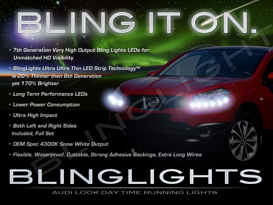 Nissan Qashqai LED DRL Light Strips Headlamps Headlights Day Time Running Lamps Strip Lights