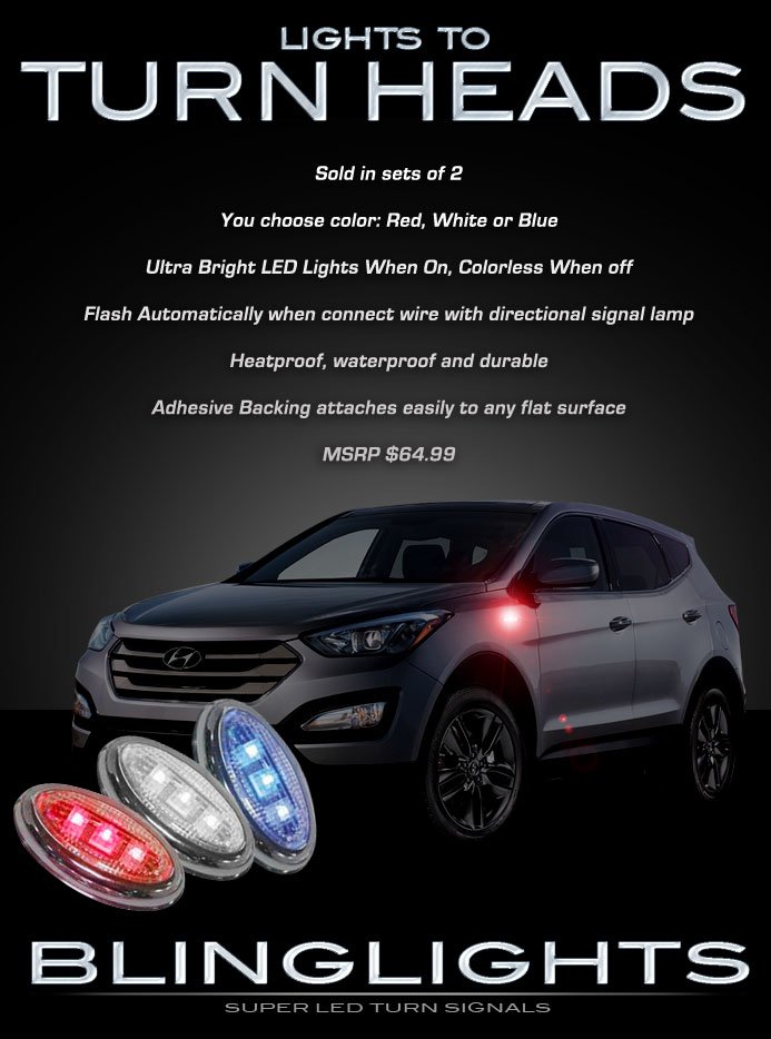 Hyundai Santa Fe LED Side Markers Turnsignal Lamp Lights Turn Signalers Set