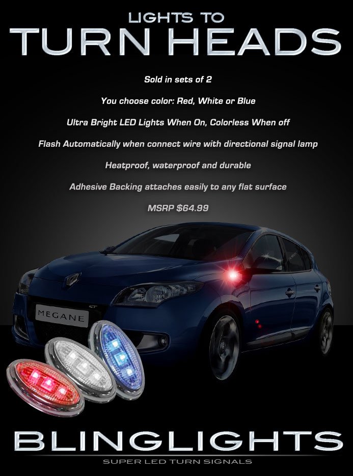 Renault Mégane LED Side Turnsignal Lights Signaler Lamps Markers Accents Turn Signals