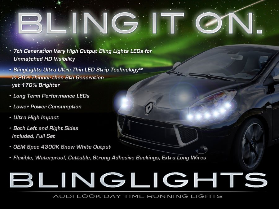 Renault Wind LED DRL Light Strips Day Time Running Lamps Headlamps Headlights Head Lights Strip Set