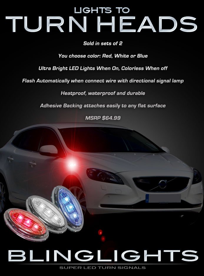 Volvo V40 Side LED Turnsignals Light Turn Signaler Lamps Accents Markers Set