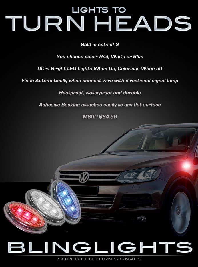 VW Touareg LED Side Markers Turn Signal Lights Signaler Accent Lamp Set Lighting