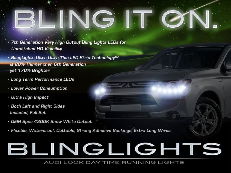 Mitsubishi Outlander and Sport LED DRL Head Light Strips Daytime Running Lamps Kit