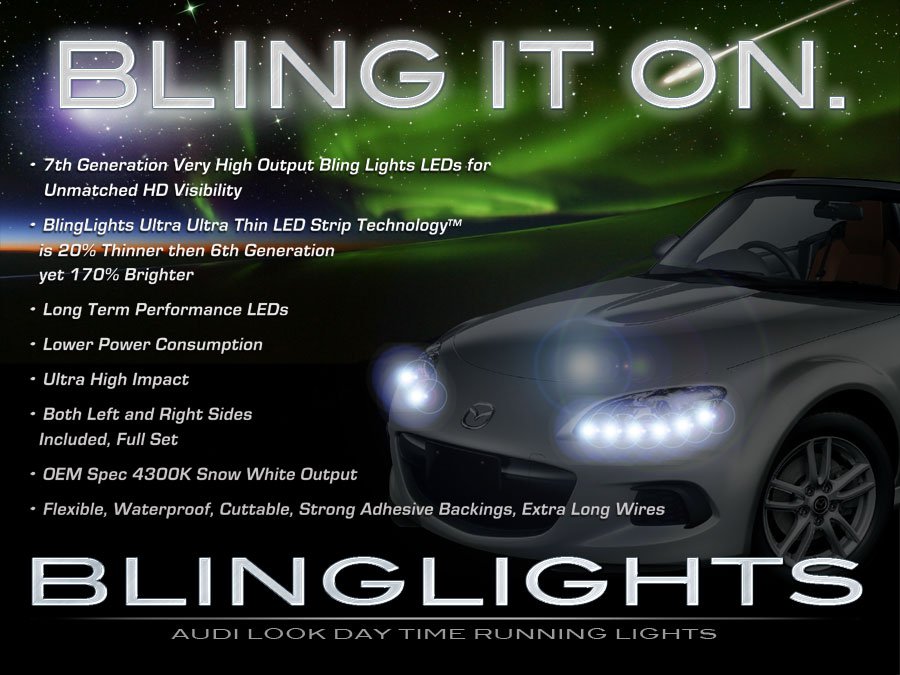 Mazda Miata MX-5 DRL Head Lamps LED Light Strips Kit Day Time Running Lights