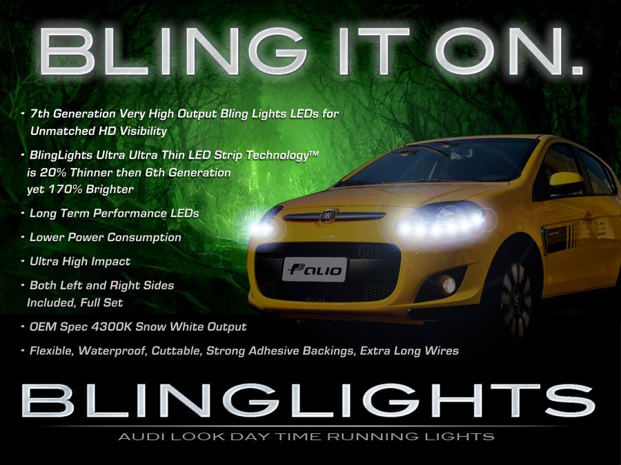 Fiat Palio LED DRL Head Light Strips Day Time Running Lamp Kit