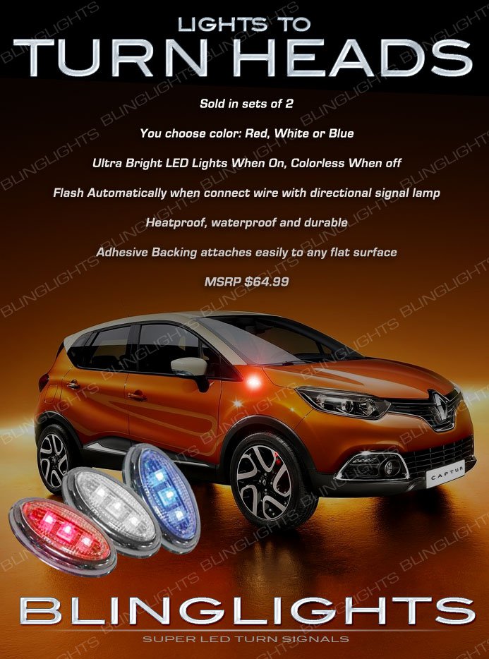 Renault Captur Flushmount LED Side Turn Signal Light Marker Lamp Signaler Kit Blinker Set Pair