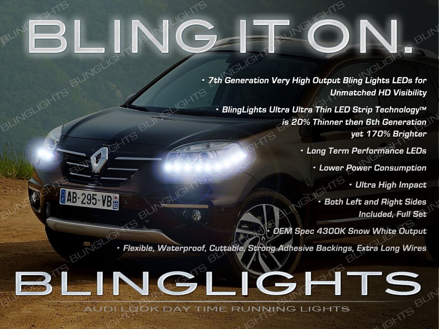 Renault Koleos LED DRL Head Light Strips Day Time Running Lamps Kit