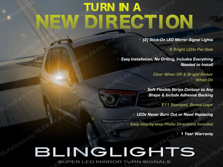 SsangYong Rodius Side Mirrors LED Turnsignals Lights Addon Blinkers Pair