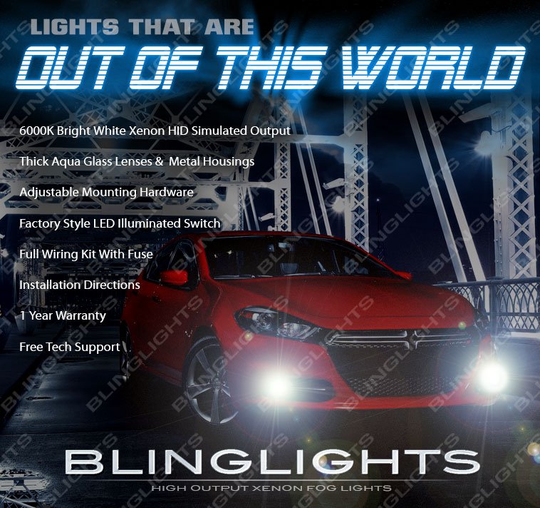 2013 2014 2015 Dodge Dart Xenon Fog Driving Lights Kit Lamps Harness Switch Relay