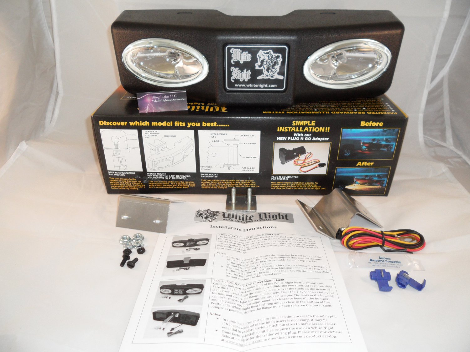 White Night 0004196 Step Bumper Mount Tow Hitch Backup Lighting