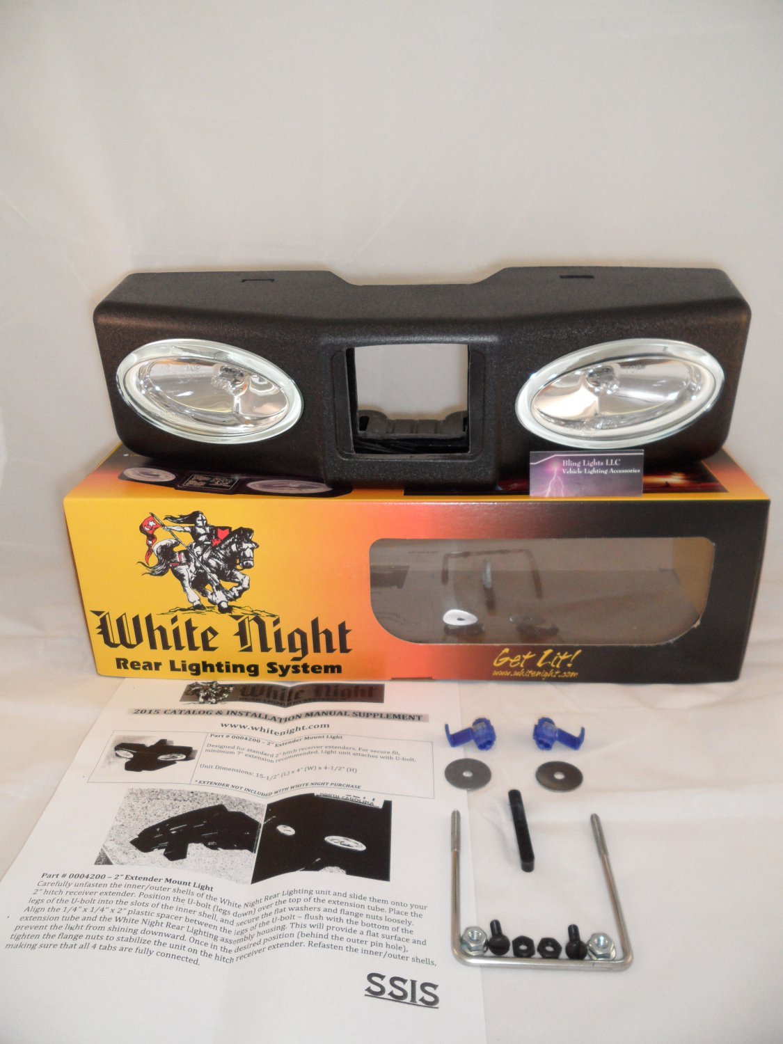 White Night 0004200 2" Extender Mount Light Unit Tow Hitch Backup Lighting