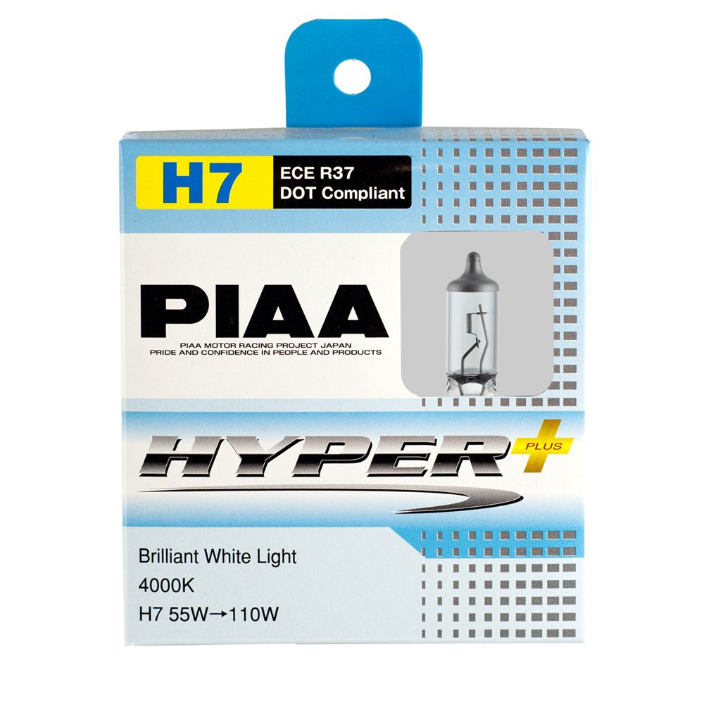 PIAA H7 Hyper Plus 4000K Xtra 55w=110W Brilliant White Light Bulbs