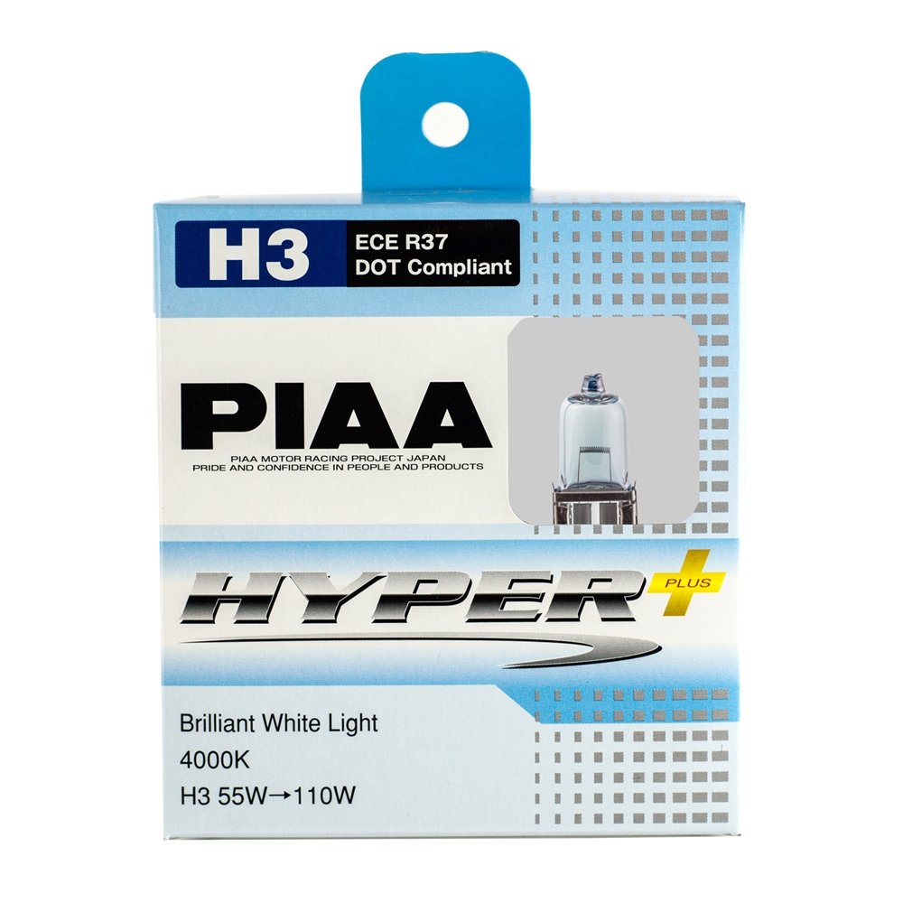 PIAA H3 Hyper Plus 4000K Xtra 55w=110W Brilliant White Light Bulbs Twin Pack