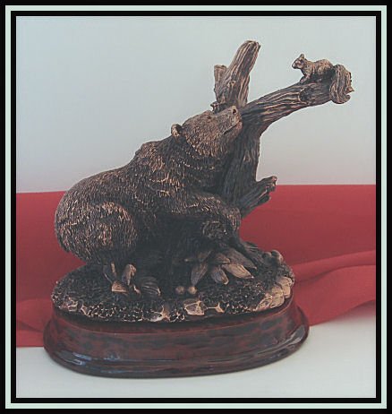Bronzed Bear & Squirrel Sculpture