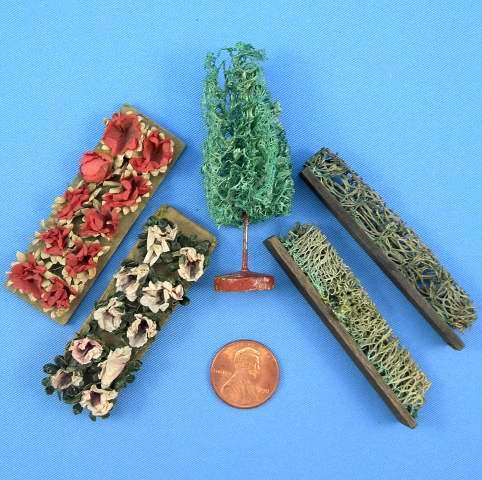 Antique Putz German Erzgebirge Miniature Garden Landscaping Scarce Flower Beds Village Dollhouse