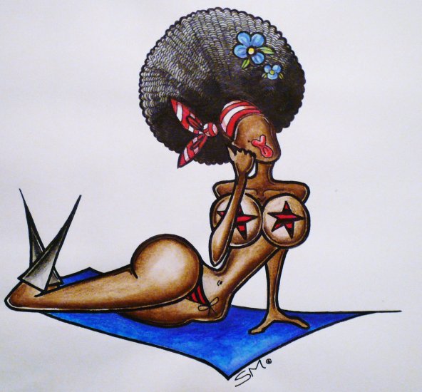 Tittle Black Hunnies ~ Original Abstract Art pencil drawing Illustration by Sylvia Lizaraga 8x10"