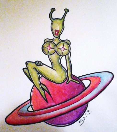 Tittle ~ Marsha's World ~ Original Art mix medium drawing by Sylvia Lizaraga