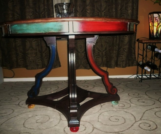 Original Mexican bistro solid oak painting art dinning table california pick up only