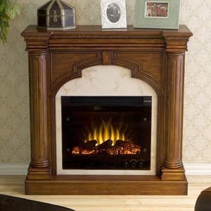 Ellington Mahogany and Marble Electric Fireplace