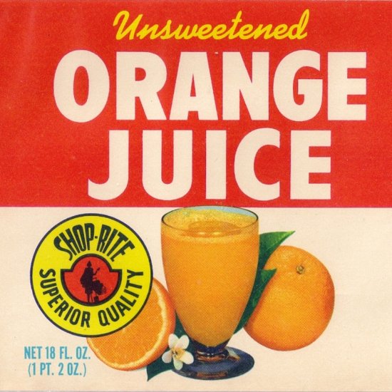 Shoprite Orange Juice Vintage Vegetable Can Label Elizabeth NJ