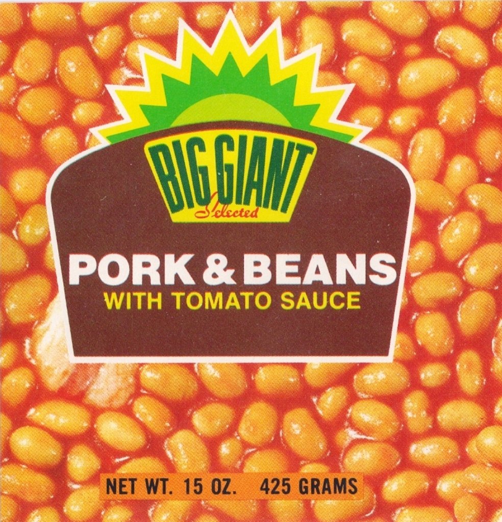 Big Giant Pork and Beans Vintage Vegetable Can Label Dallas TX Large Cans Of Pork And Beans