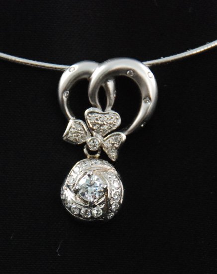 18K Diamond Flower Pendant with 14K Chain