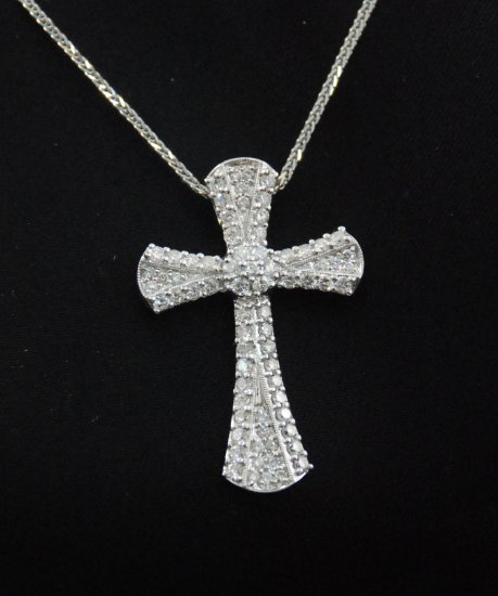 Large Diamond Cross Pendant 18K Necklace