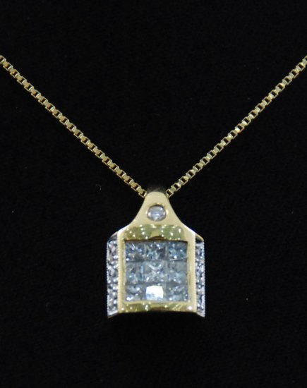 Square House of Diamonds Pendant 18K Necklace