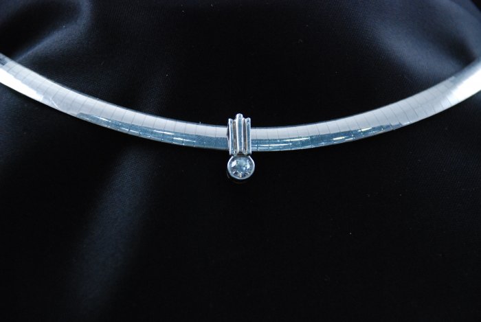 Classy Solitaire Pendant on Thick Italian 14K Omega Chain