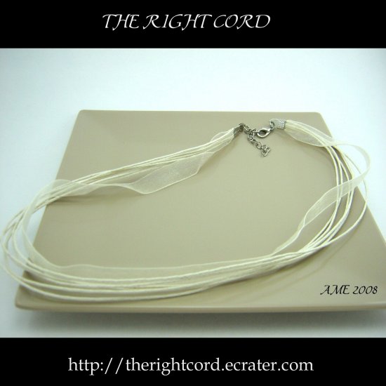Multi-strand Ivory Cotton & Silk Necklace Cord 17" with extension chain
