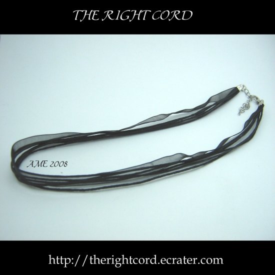 Multi-strand Black Cotton & Silk Necklace Cord 18" with extension chain