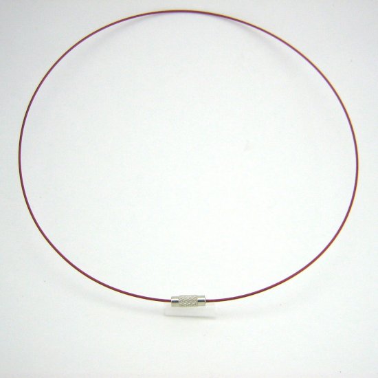 18" Dark Red 1mm Rubber Necklace Cord with Barrel Screw Clasp