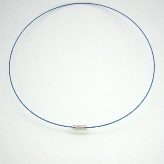 18" Royal Blue 1mm Rubber Necklace Cord with Barrel Screw Clasp