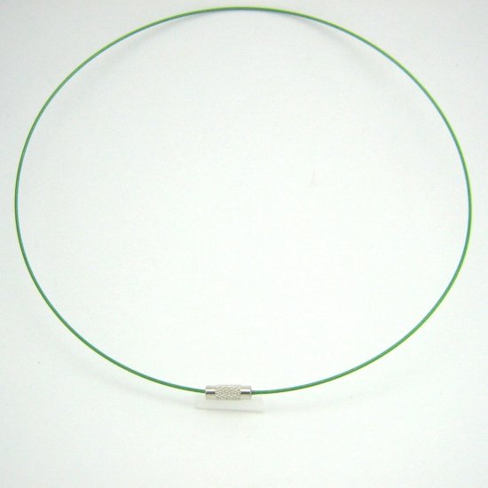 18" Grass Green 1mm Rubber Necklace Cord with Barrel Screw Clasp