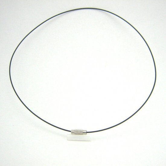 17" Black Rubber 1mm Necklace Cord with Screw Clasp