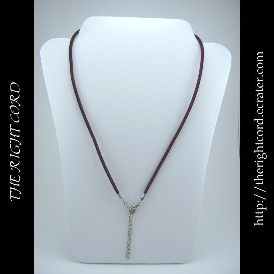 17" Burgundy Red Velvet Necklace Cord 3mm with Extension Chain