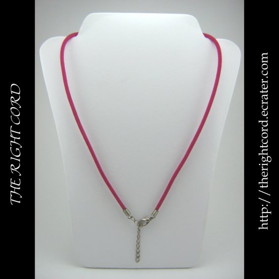 19" Hot Pink Velvet Necklace Cord 3mm with Extension Chain