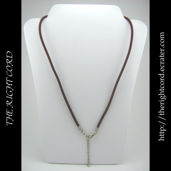 18" Chocolate Brown Velvet Necklace Cord 3mm with Extension Chain