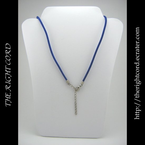 19" Royal Blue Velvet Necklace Cord 3mm with Extension Chain