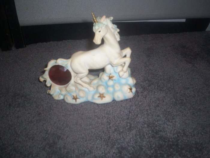 Beautiful Carved White Unicorn and Red Stone