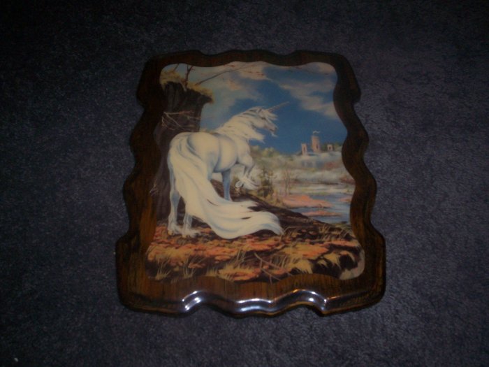 Wood Plaque with Unicorn Picture